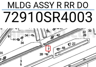 Honda 72910SR4003 MLDG ASSY R RR DO
