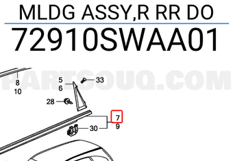 Honda 72910SWAA01 MLDG ASSY,R RR DO