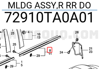 Honda 72910TA0A01 MLDG ASSY,R RR DO