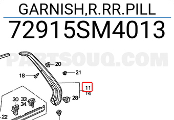 Honda 72915SM4013 GARNISH,R.RR.PILL