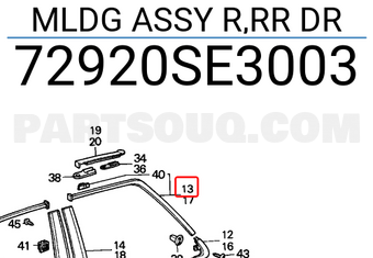 Honda 72920SE3003 MLDG ASSY R,RR DR