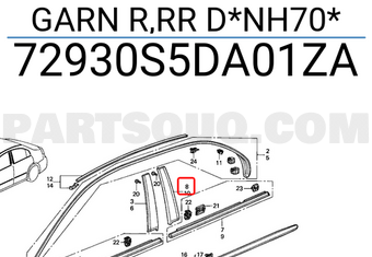 Honda 72930S5DA01ZA GARN R,RR D*NH70*