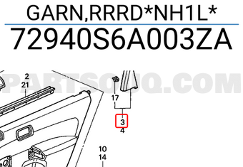 Honda 72940S6A003ZA GARN,RRRD*NH1L*