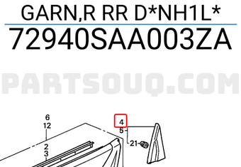 Honda 72940SAA003ZA GARN,R RR D*NH1L*