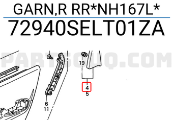 Honda 72940SELT01ZA GARN,R RR*NH167L*