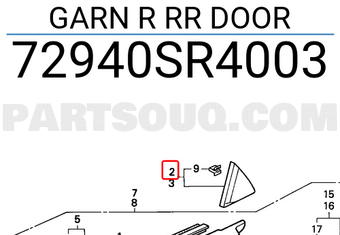 Honda 72940SR4003 GARN R RR DOOR