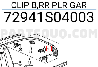 Honda 72941S04003 CLIP B,RR PLR GAR