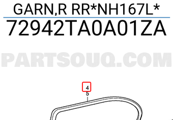 Honda 72942TA0A01ZA GARN,R RR*NH167L*
