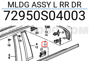 Honda 72950S04003 MLDG ASSY L RR DR