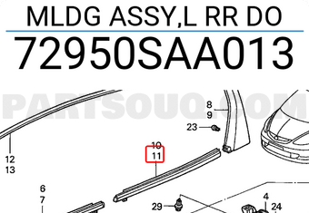 Honda 72950SAA013 MLDG ASSY,L RR DO
