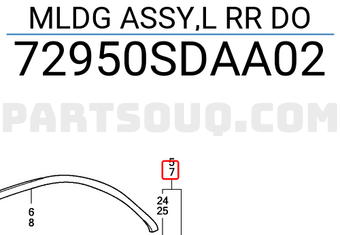 Honda 72950SDAA02 MLDG ASSY,L RR DO