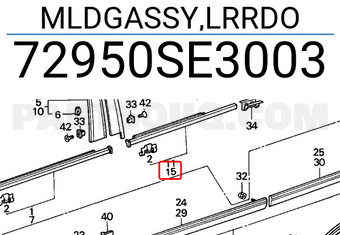 Honda 72950SE3003 MLDGASSY,LRRDO