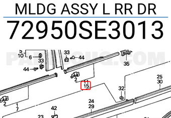 Honda 72950SE3013 MLDG ASSY L RR DR