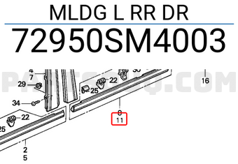 Honda 72950SM4003 MLDG L RR DR