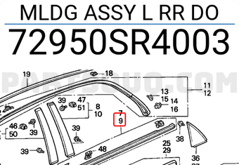 Honda 72950SR4003 MLDG ASSY L RR DO