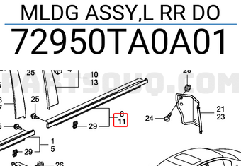 Honda 72950TA0A01 MLDG ASSY,L RR DO
