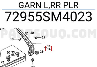 Honda 72955SM4023 GARN L,RR PLR