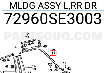 Honda 72960SE3003 MLDG ASSY L,RR DR