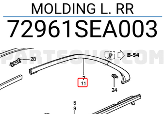 Honda 72961SEA003 MOLDING L. RR