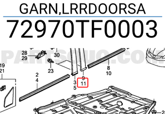Honda 72970TF0003 GARN,LRRDOORSA