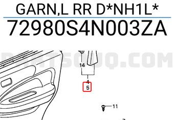 Honda 72980S4N003ZA GARN,L RR D*NH1L*