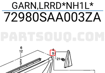 Honda 72980SAA003ZA GARN,LRRD*NH1L*