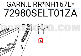 Honda 72980SELT01ZA GARN,L RR*NH167L*
