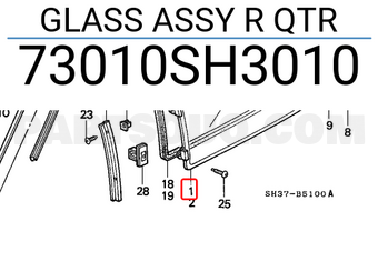 Honda 73010SH3010 GLASS ASSY R QTR