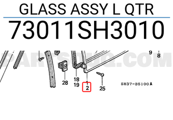 Honda 73011SH3010 GLASS ASSY L QTR