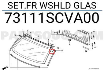 Honda 73111SCVA00 SET,FR WSHLD GLAS