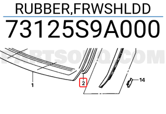 Honda 73125S9A000 RUBBER,FRWSHLDD