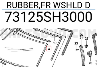 Honda 73125SH3000 RUBBER,FR WSHLD D