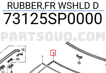 Honda 73125SP0000 RUBBER,FR WSHLD D