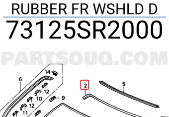 Honda 73125SR2000 RUBBER FR WSHLD D