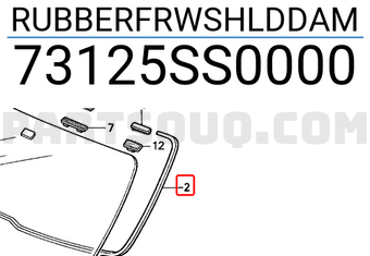 Honda 73125SS0000 RUBBERFRWSHLDDAM