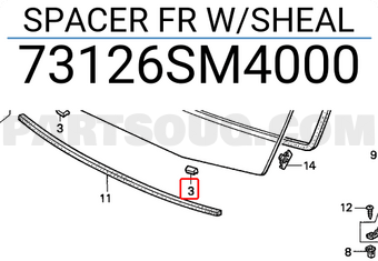Honda 73126SM4000 SPACER FR W/SHEAL