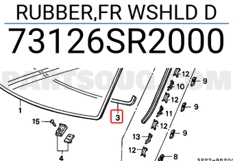 Honda 73126SR2000 RUBBER,FR WSHLD D