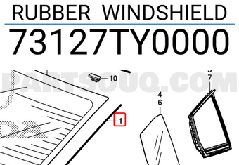 Honda 73127TY0000 RUBBER WINDSHIELD