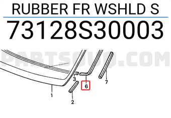 Honda 73128S30003 RUBBER FR WSHLD S