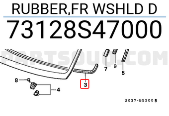 Honda 73128S47000 RUBBER,FR WSHLD D