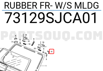 Honda 73129SJCA01 RUBBER FR- W/S MLDG