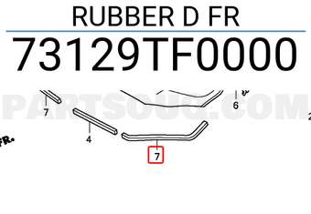 Honda 73129TF0000 RUBBER D FR