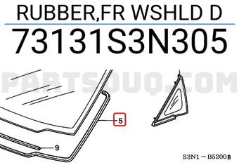 Honda 73131S3N305 RUBBER,FR WSHLD D