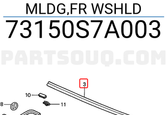 Honda 73150S7A003 MLDG,FR WSHLD