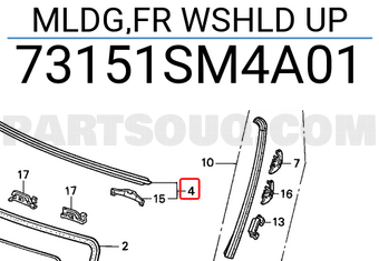 Honda 73151SM4A01 MLDG,FR WSHLD UP