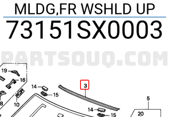 Honda 73151SX0003 MLDG,FR WSHLD UP