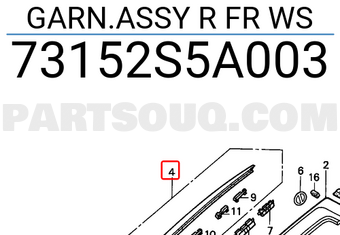 Honda 73152S5A003 GARN.ASSY R FR WS