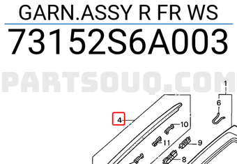 Honda 73152S6A003 GARN.ASSY R FR WS