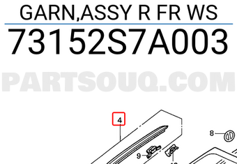 Honda 73152S7A003 GARN,ASSY R FR WS