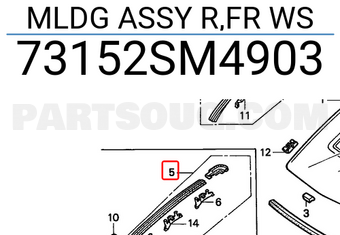 Honda 73152SM4903 MLDG ASSY R,FR WS